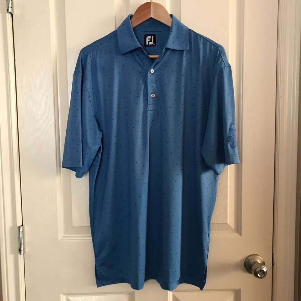 Footjoy Men’s Golf Collared Shirt Blue FJ Print Size Medium